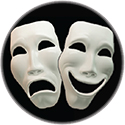 theatre masks pin button